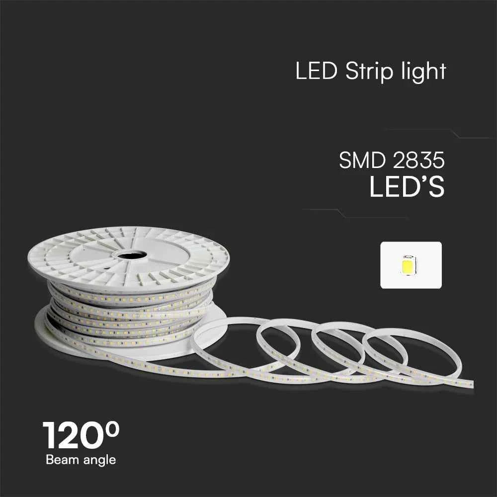 Strip led 220v smd2835 50m verde chiaro ip65 con spina