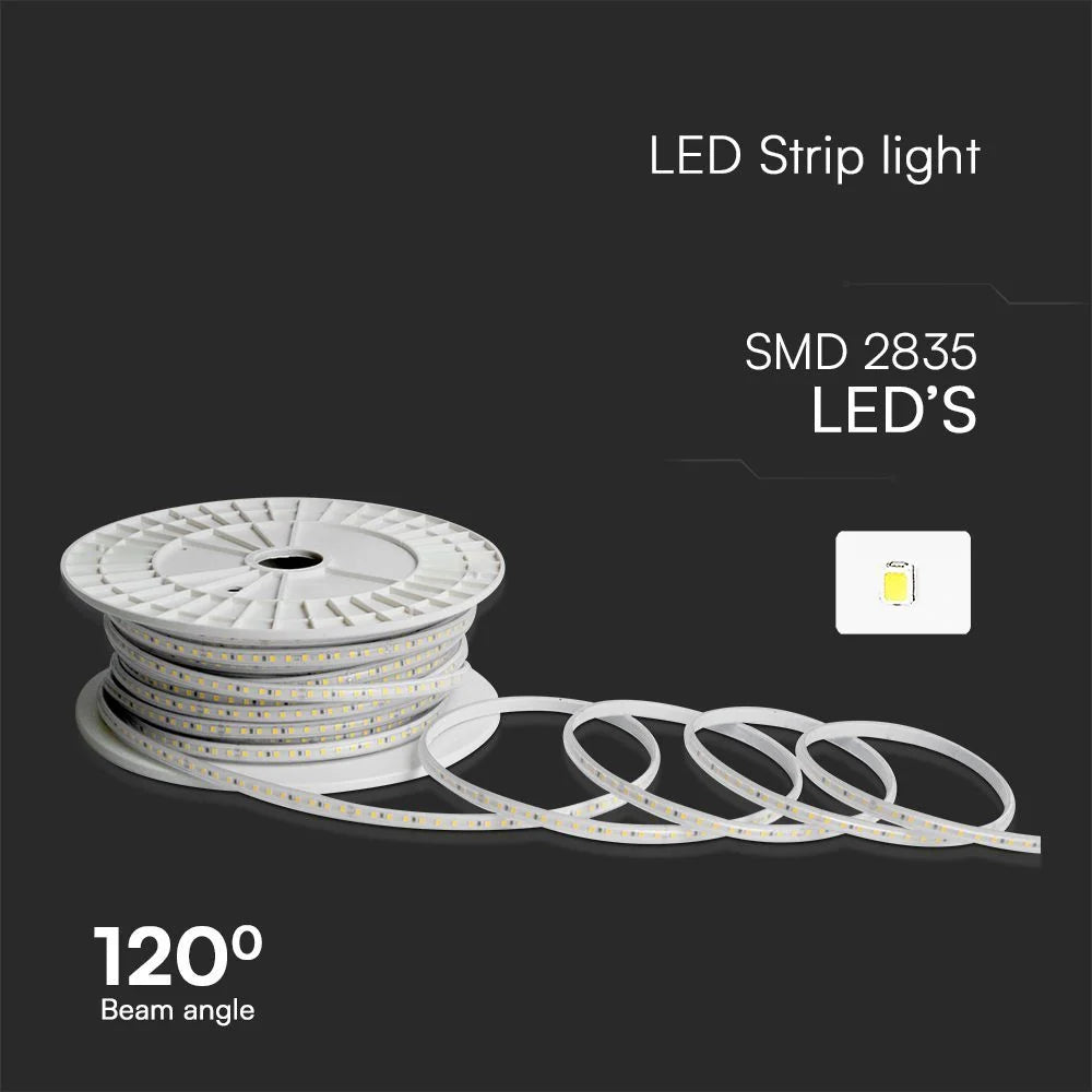 Strip led 220v smd2835 50m 3000k ip65 luce calda con spina
