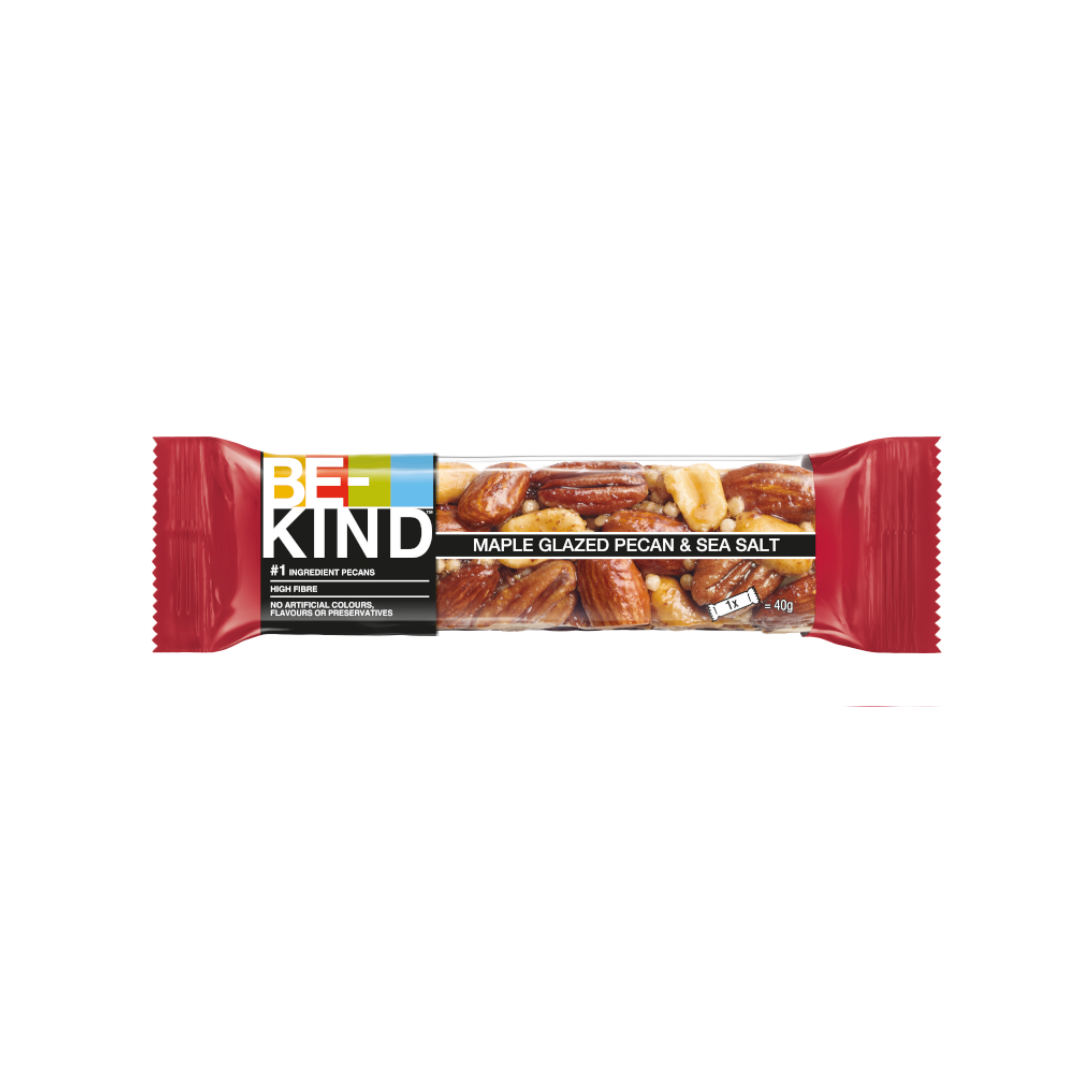 Be-Kind, noci pecan glassate allo sciroppo d’acero e sale marino da 40gr - Confezione da 12 pezzi