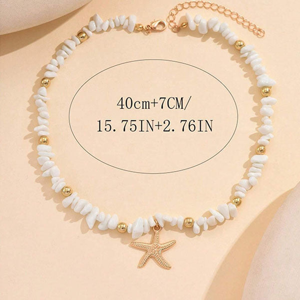 Collana con clavicola in ciottoli irregolari e motivo a stella marina