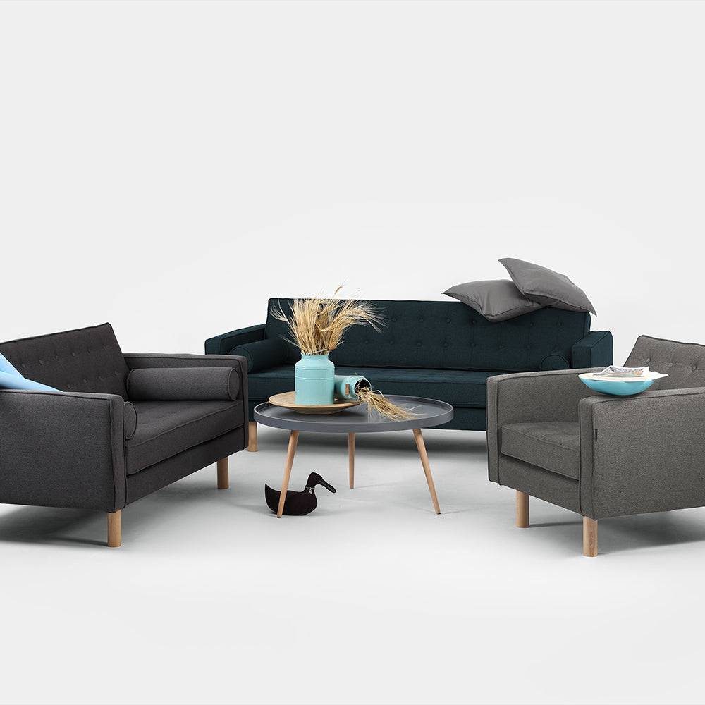Divano 3 Posti TOPIC WOOD, Deep Sea, Legno Naturale