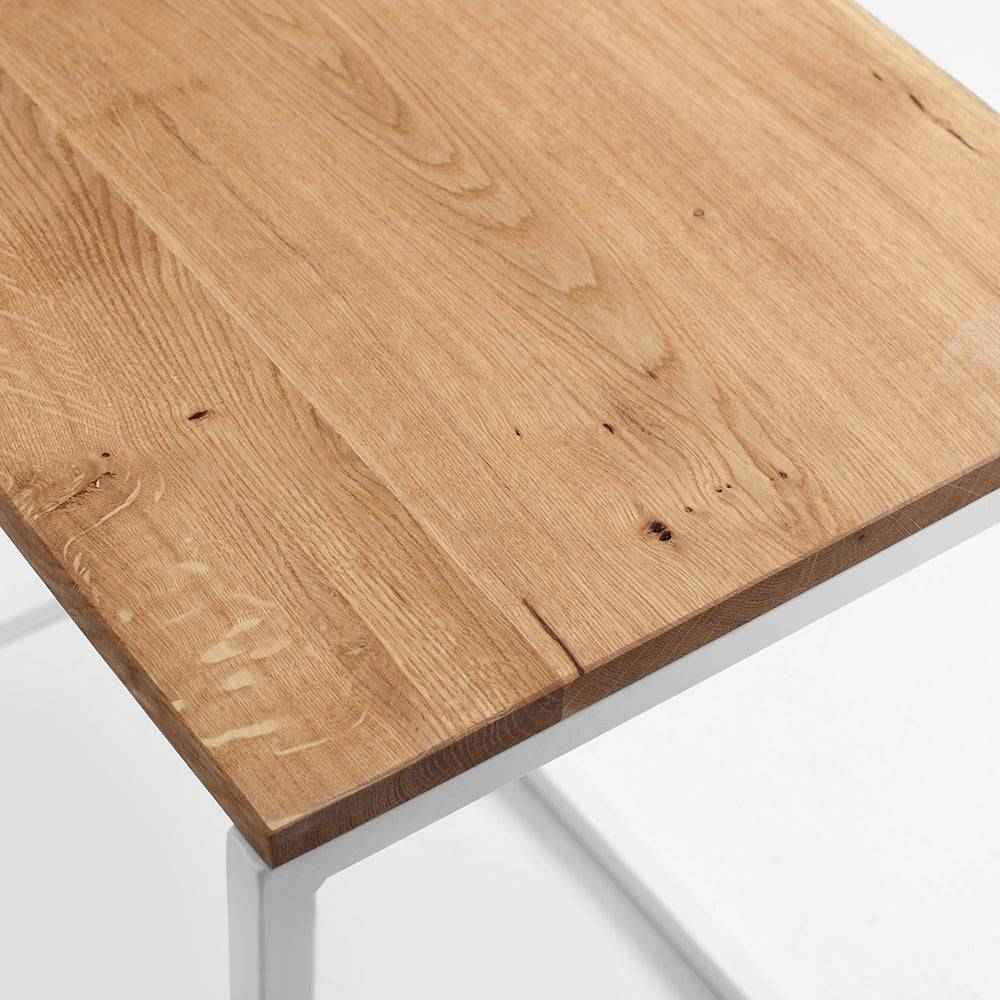 Tavolino da Caffè LUPE 60 Legno Massello, Rovere, Bianco