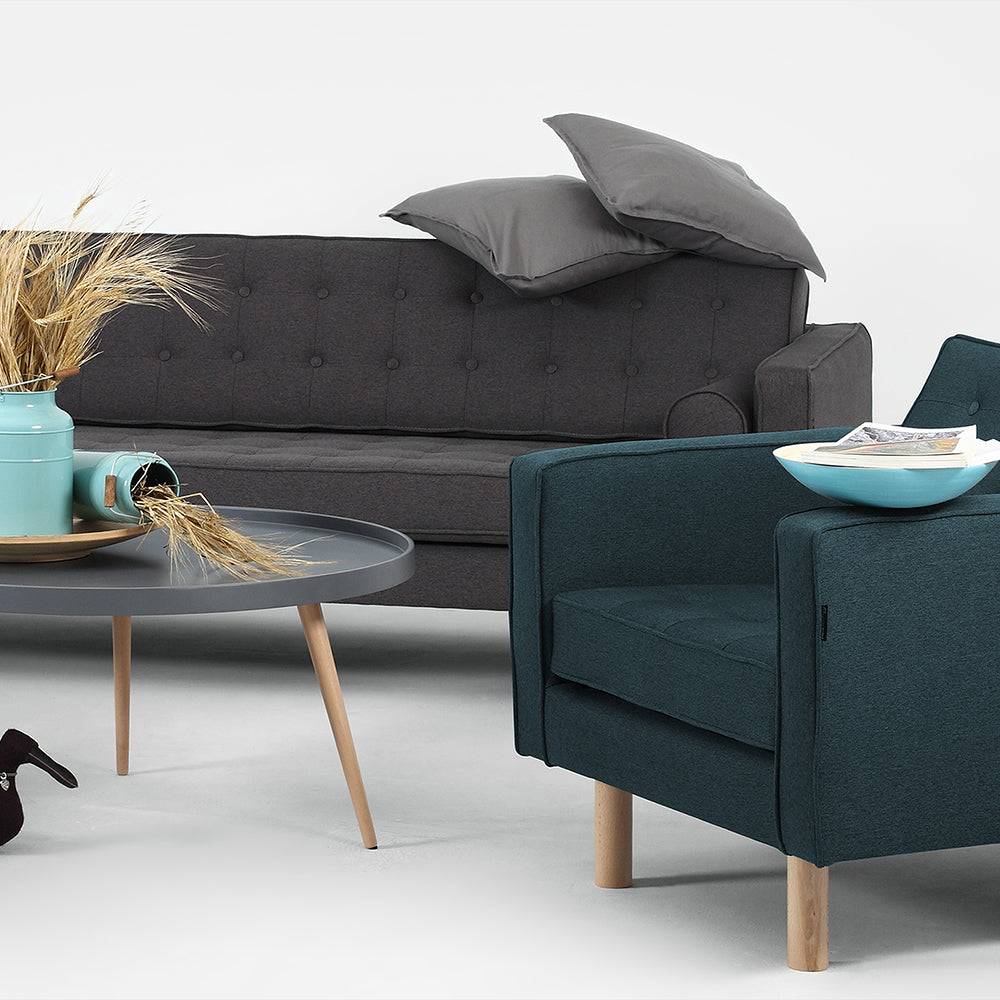 Divano 3 Posti TOPIC WOOD, Acciaio, Naturale