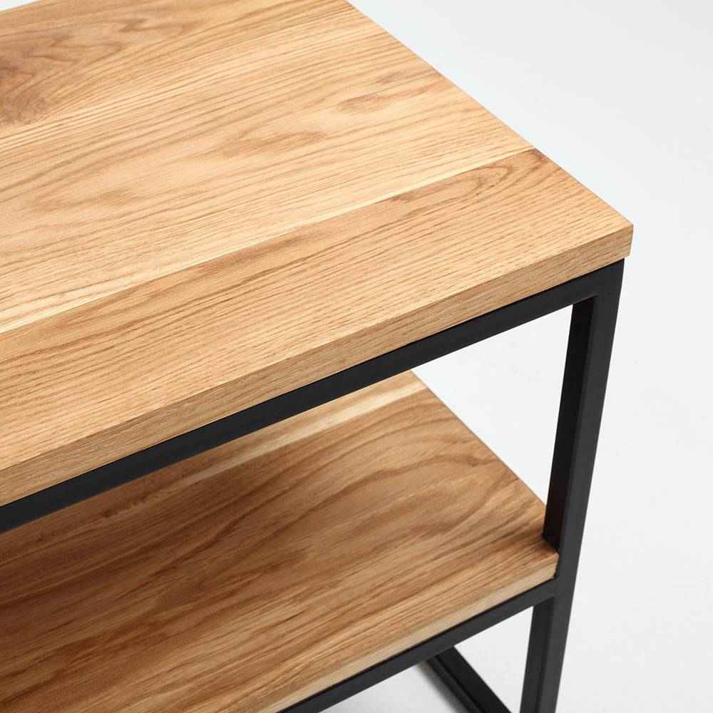 Rack JULITA 180 legno massiccio, quercia, nero