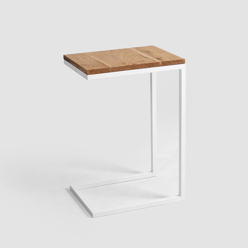 Tavolino LUPE 30 Legno Massello, Rovere, Bianco