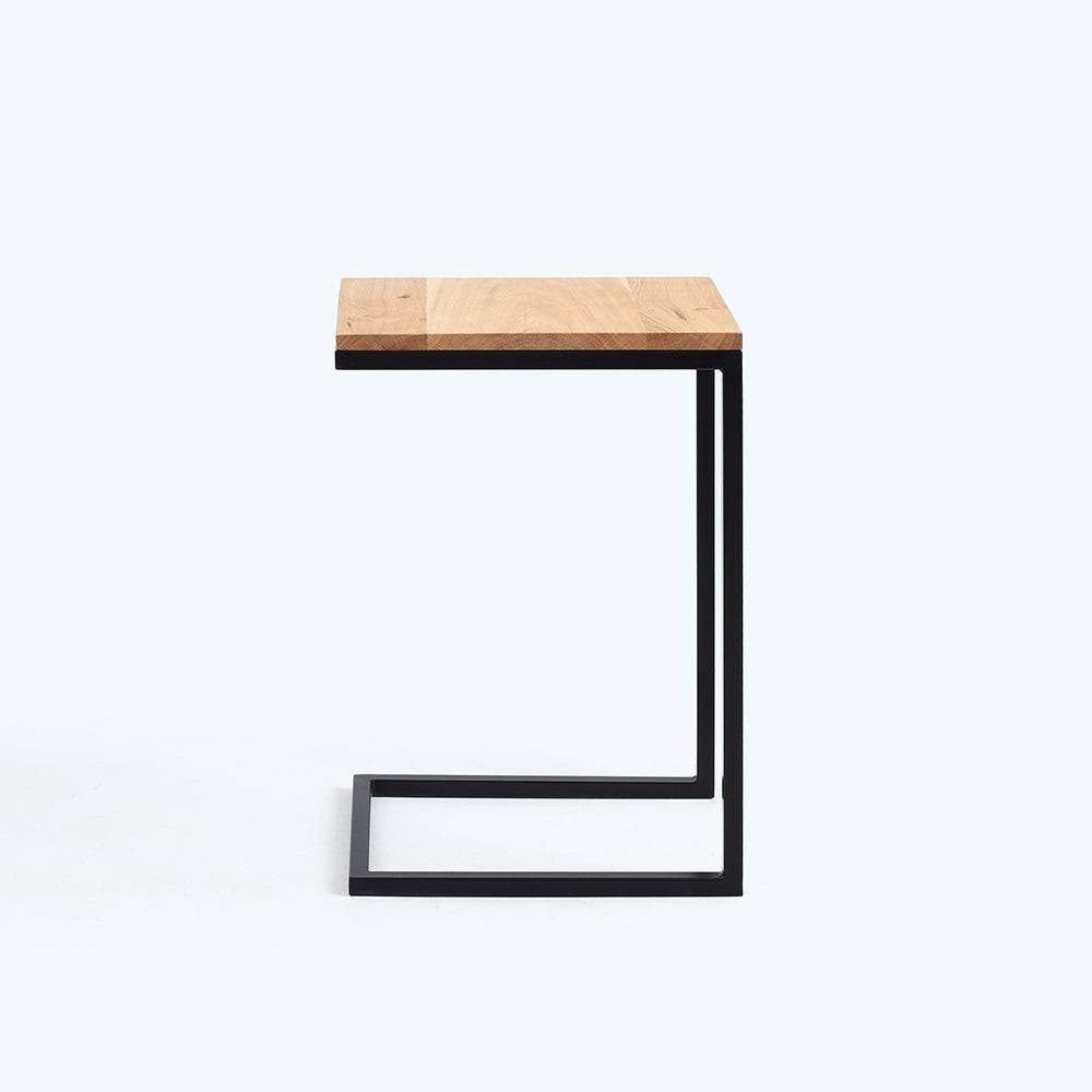 Tavolino LUPE 30 Legno Massello, Rovere, Nero
