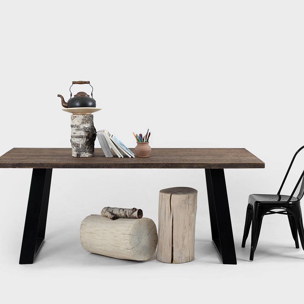Tavolo da Pranzo HOFER 180x90 Legno Massello Rovere Nero