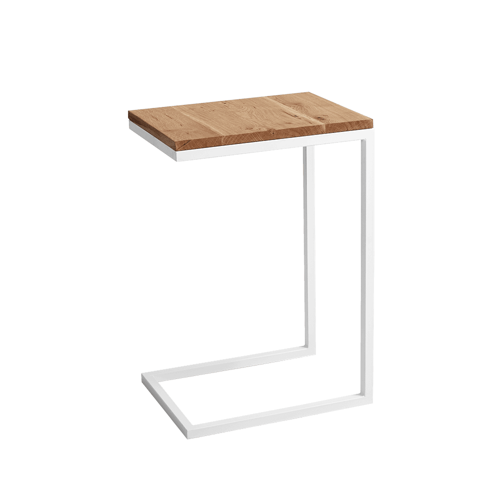 Tavolino LUPE 30 Legno Massello, Rovere, Bianco