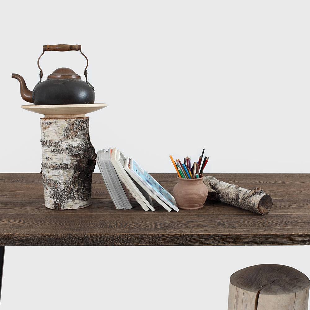 Tavolo da Pranzo HOFER 180x90 Legno Massello Rovere Nero