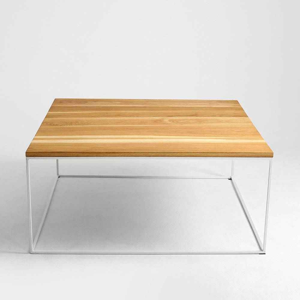 Tavolino Caffè TENSIO WOOD 100x100, impiallacciatura quercia, bianco