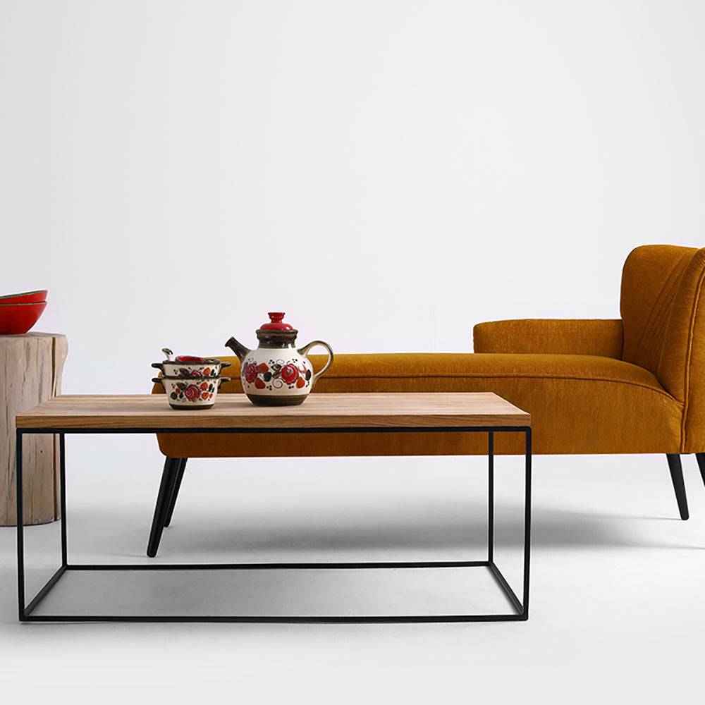 Tavolino Caffè TENSIO WOOD 140x80, impiallacciatura quercia, nero