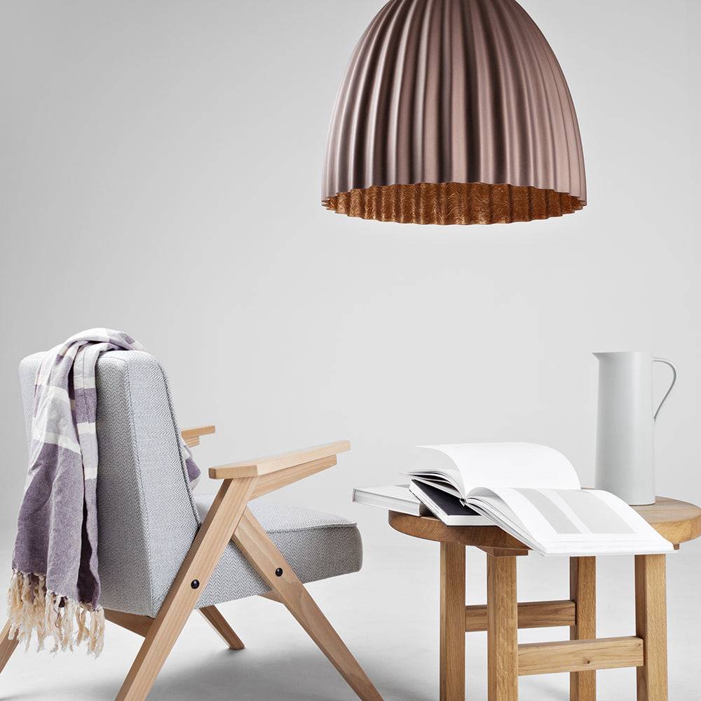 Lampada a sospensione PLISSART L marrone/rame