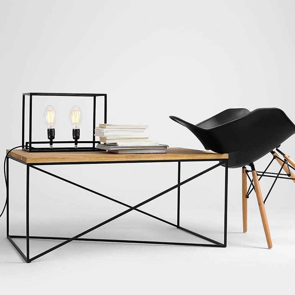 Tavolino MEMO WOOD 100x60, impiallacciatura rovere, nero