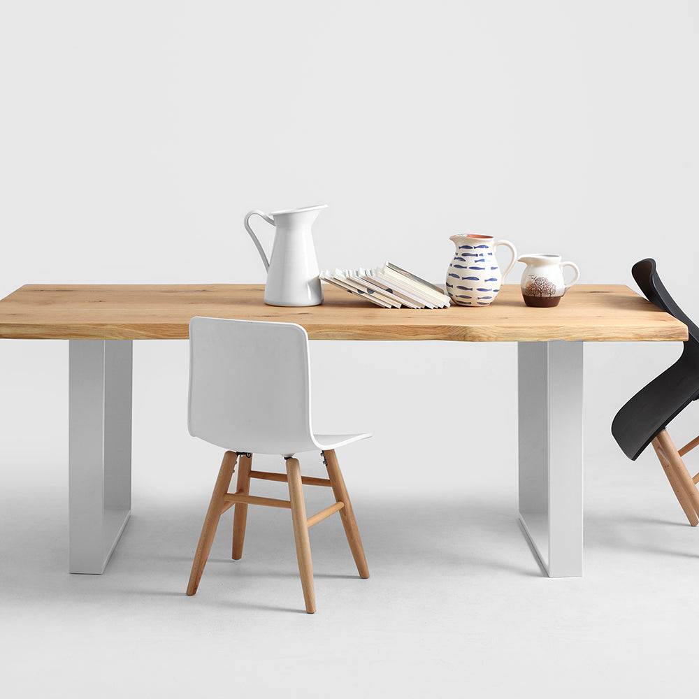 Tavolo da Pranzo FELD 180x90 Legno Massello Rovere Bianco