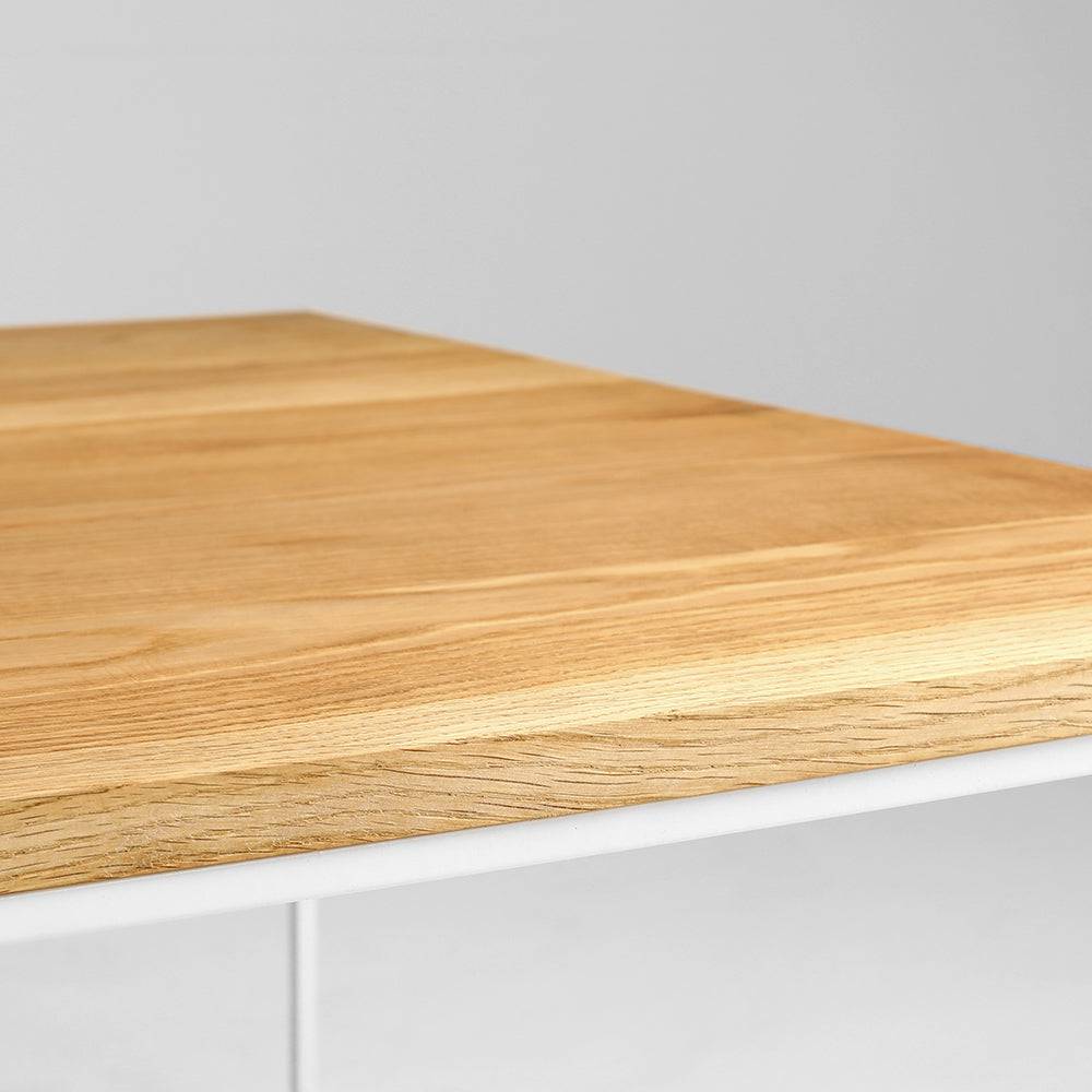Tavolino Tensio Legno Massello 140x80 Quercia - Bianco