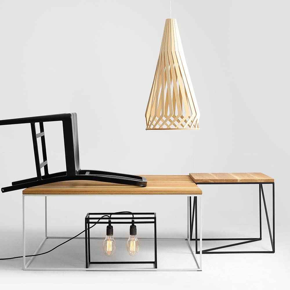 Tavolino Caffè TENSIO WOOD 100x100, impiallacciatura quercia, bianco