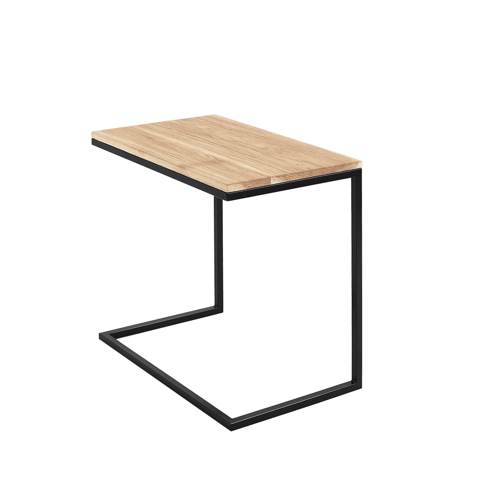Tavolino da Caffè LUPE 60 Legno Massello, Rovere, Nero