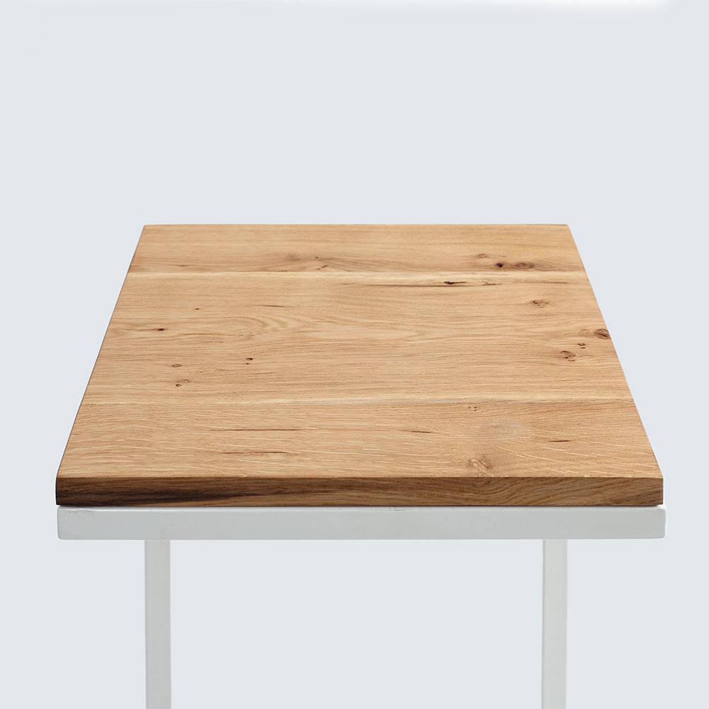 Tavolino LUPE 30 Legno Massello, Rovere, Bianco