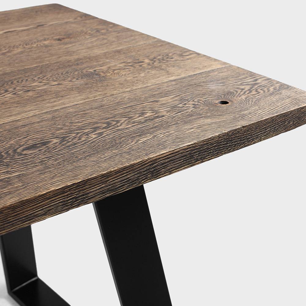 Tavolo da Pranzo HOFER 180x90 Legno Massello Rovere Nero