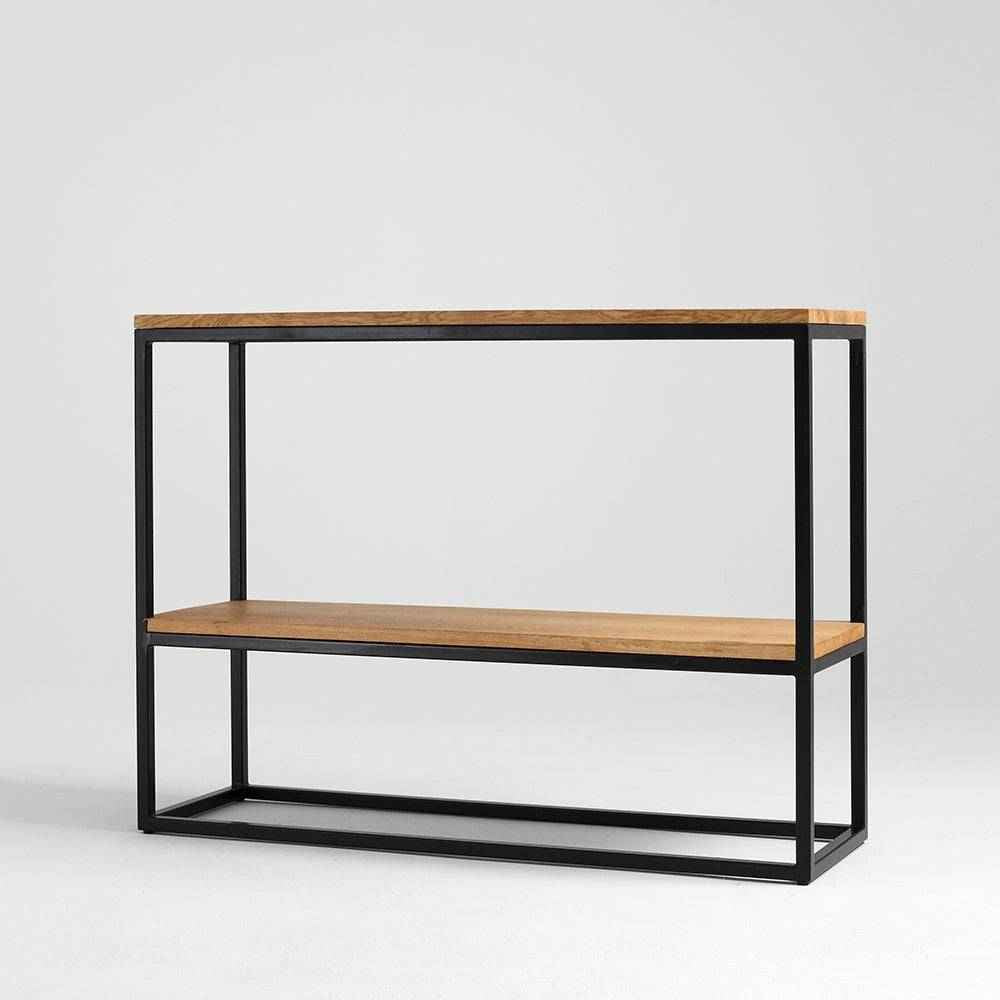 Mensola Julita 75-2F Legno Massello - Rovere e Nero