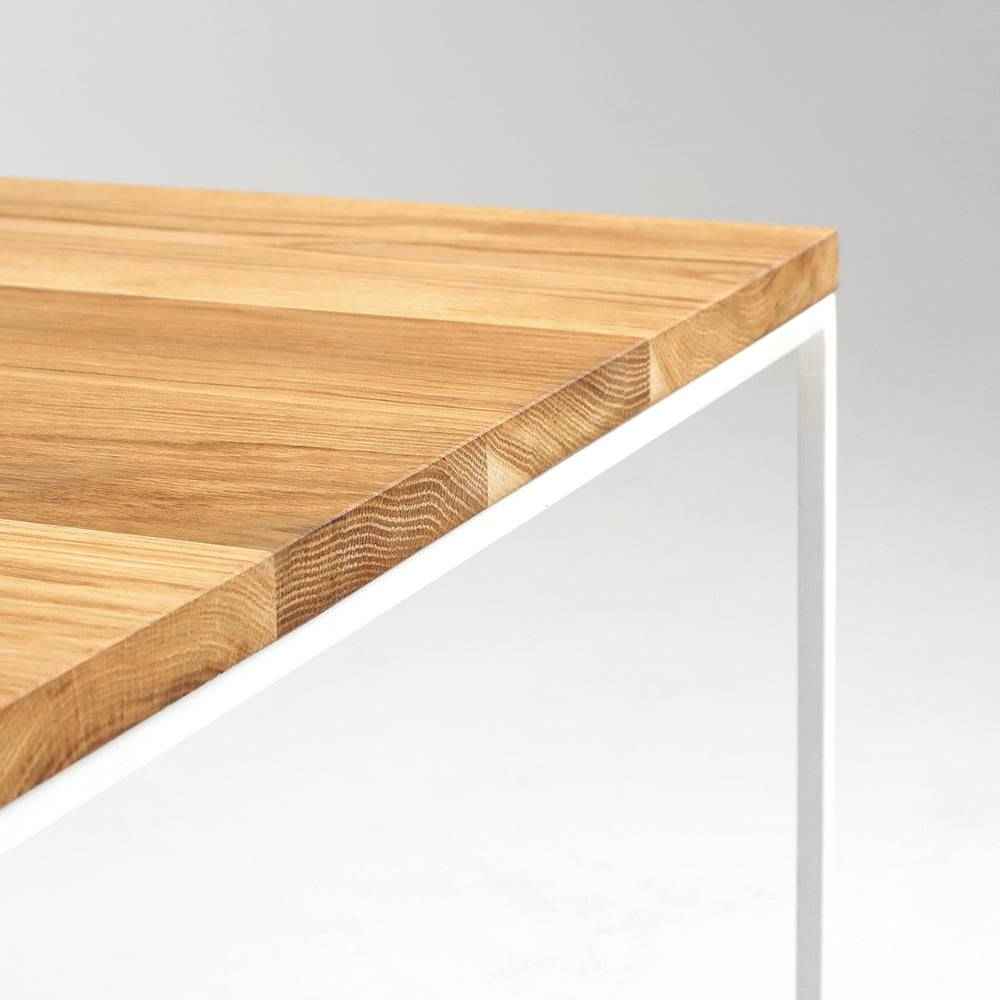 Tavolino Caffè TENSIO WOOD 100x100, impiallacciatura quercia, bianco