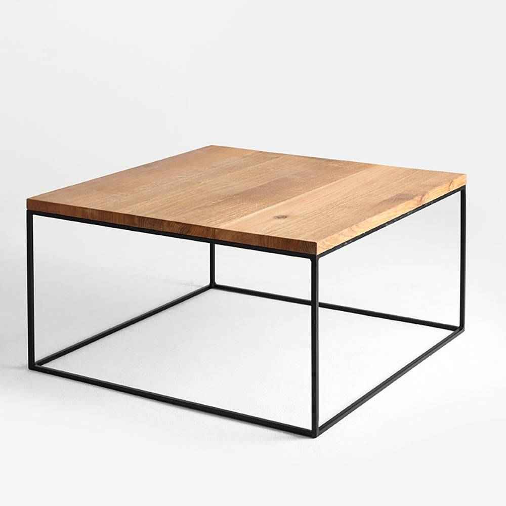 Tavolino Caffè TENSIO WOOD 100x100, impiallacciatura quercia, nero