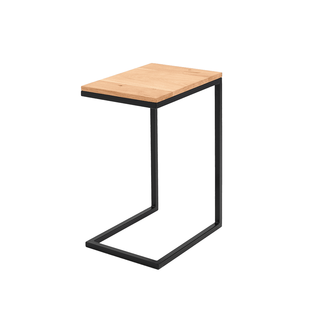 Tavolino Laterale LUPE 30, Impiallacciatura di Rovere, Nero