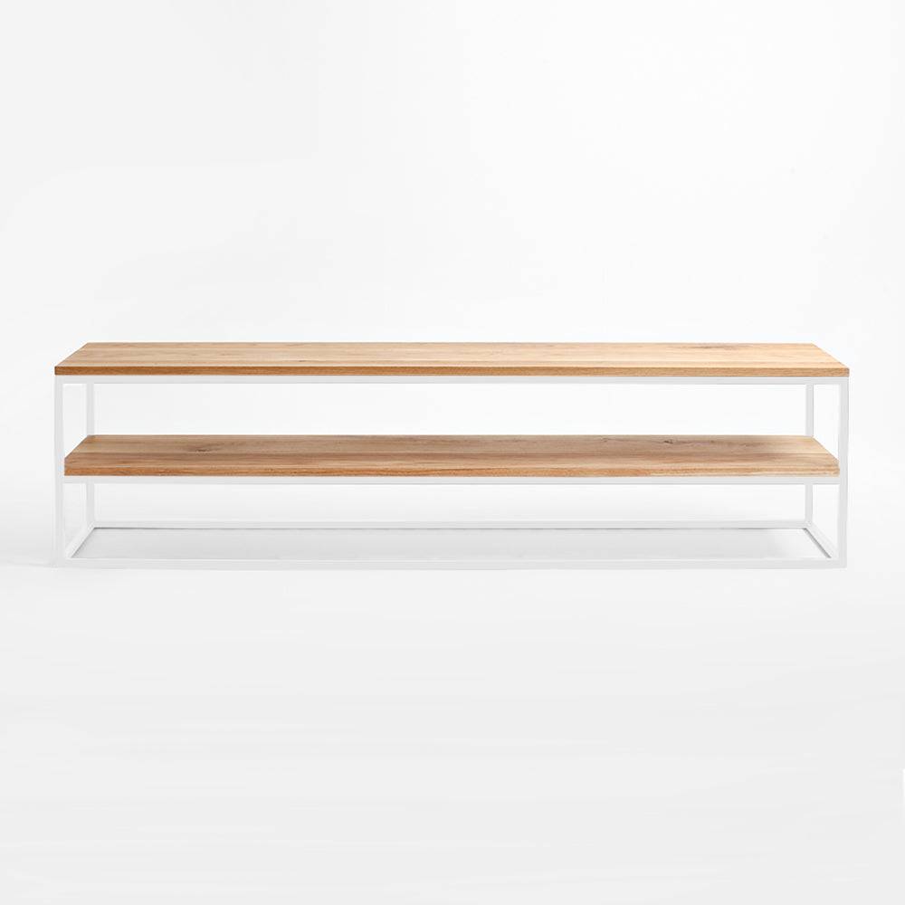 Rack JULITA 180 legno massiccio, quercia, bianco