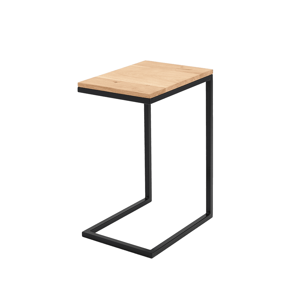 Tavolino LUPE 30 Legno Massello, Rovere, Nero