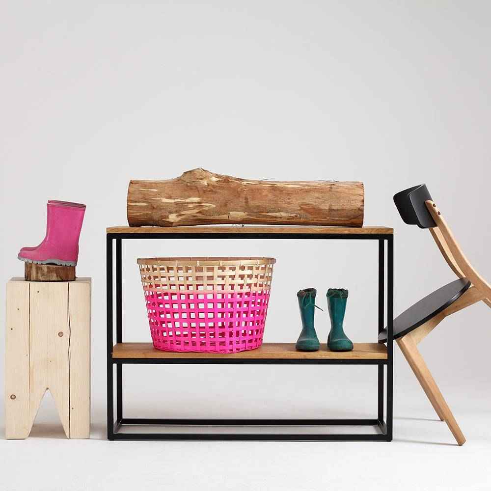 Mensola Julita 75-2F Legno Massello - Rovere e Nero