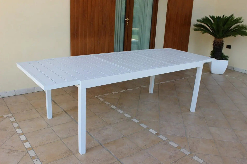 Tavolo Formentera 200/300 x 100 - Struttura e Piano in Alluminio Bianco