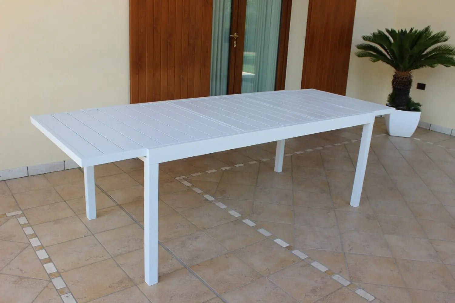 Tavolo Formentera 200/300 x 100 - Struttura e Piano in Alluminio Bianco