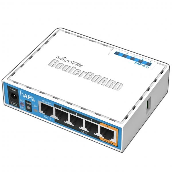 MikroTik, hAP ac lite, hAP ac lite with 650MHz CPU, 64MB RAM, 5xLAN, built, in 2.4Ghz and 5 GHz [RB952Ui-5ac2nD]
