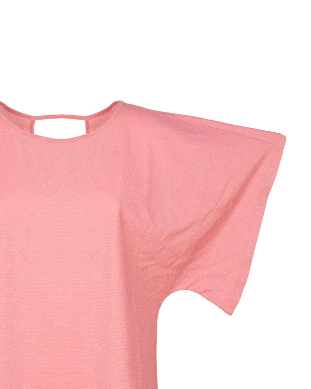 MAGLIA A MEZZE MANICHE CON SCOLLO POSTERIORE ROSA
