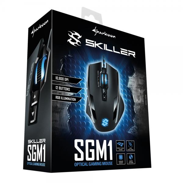 SHARKOON MOUSE GAMING SKILLER-SGM1, 1600 DPI, RGB, 6 TASTI CONFIGURABILI, USB, 1.8MT [SKILLER-SGM1]