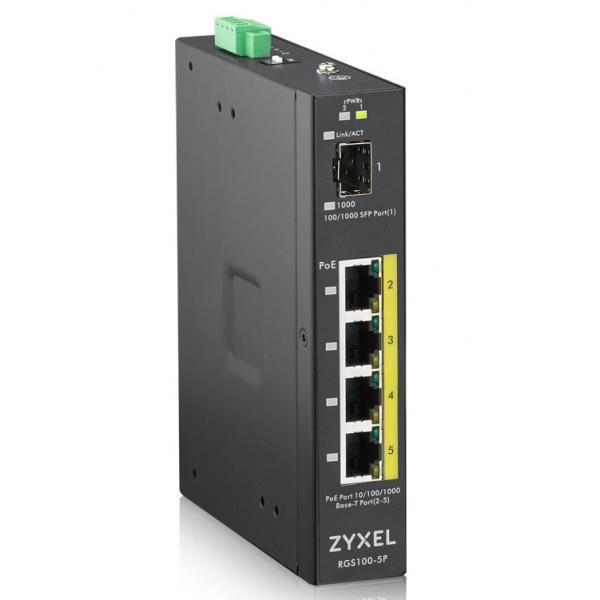 Zyxel RGS100-5P Non gestito L2 Gigabit Ethernet (10/100/1000) Supporto Power over Ethernet (PoE) Nero [RGS100-5P-ZZ0101F]