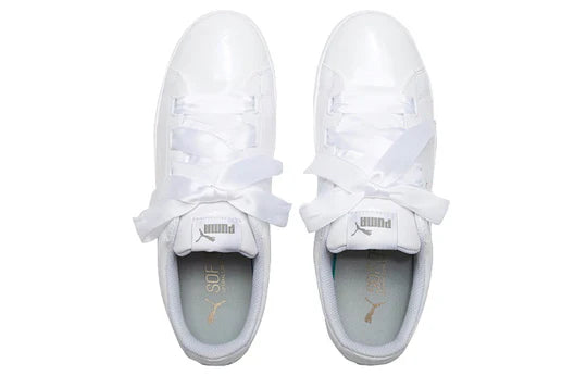 Puma scarpa sneakers con zeppa da donna Vikky Platform Ribbon 366419 02 bianco