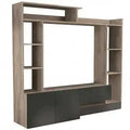 Parete Soggiorno Entry Antracite e Olmo, Dimensioni: cm 180 x 28/40 x 165 h