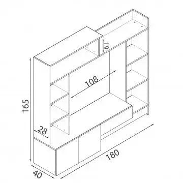 Parete Soggiorno Entry Olmo e Grigio - Dimensioni: cm 180 x 28/40 x 165 h