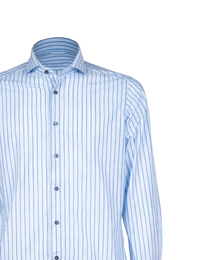 CAMICIA A RIGHE CELESTE E BLUE