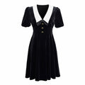 Abito in velluto nero in stile classico francese