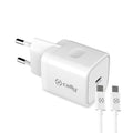 CELLY -POWER DELIVERY CHARGER 20W + USB-C TO USB-C CABLE WHITE