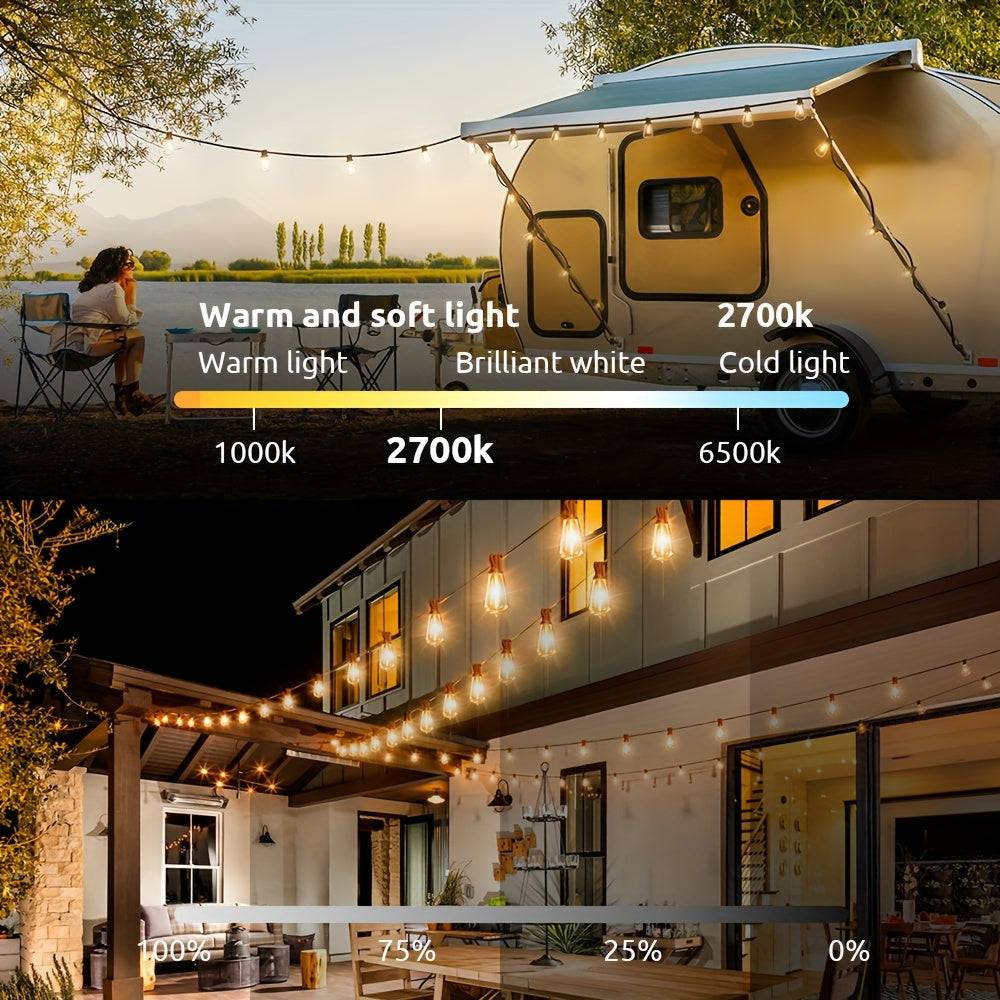 Catena Luminosa LED ST38 30,5 m – Lampadine Edison Dimmerabili Infrangibili per Esterni