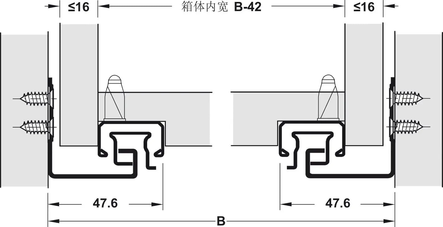 GUIDA CON MONTAGGIO INVISIBILE, HÄFELE MATRIX RUNNER UM A30, USCITA TOTALE, PORTATA FINO A 30 KG AMM  250MM
