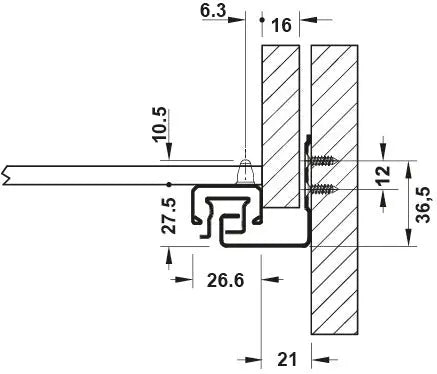 GUIDA CON MONTAGGIO INVISIBILE, HÄFELE MATRIX RUNNER UM A30, USCITA TOTALE, PORTATA FINO A 30 KG AMM  250MM
