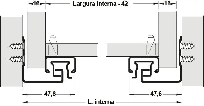 GUIDA CON MONTAGGIO INVISIBILE, HÄFELE MATRIX RUNNER UM A30, USCITA TOTALE, PORTATA FINO A 30 KG AMM  250MM