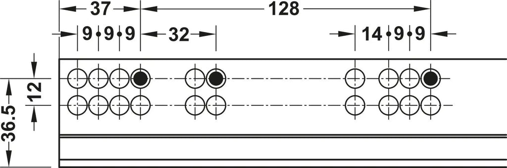 GUIDA CON MONTAGGIO INVISIBILE, HÄFELE MATRIX UM A30, USCITA TOTALE, PORTATA FINO A 30 KG  300MM