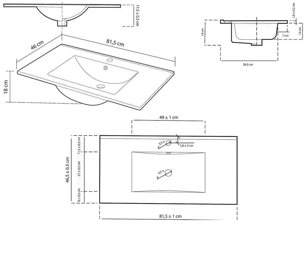 Mobile Bagno Grigio Ceniza 80x45x80 cm con Specchio