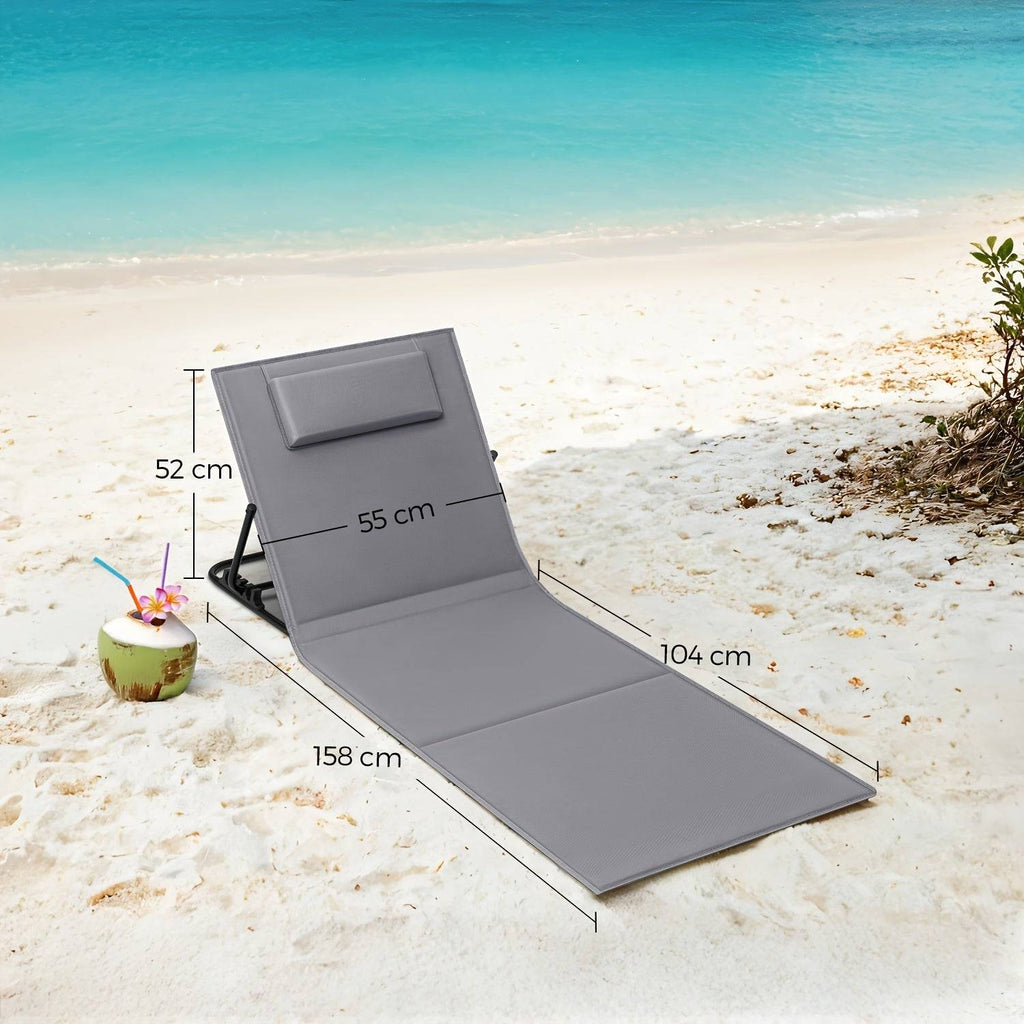 SONGMICS Sdraio Pieghevole Spiaggia Reclinabile 158x55cm Leggera Portatile Campeggio Giardino Piscina