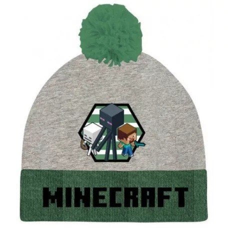 MINECRAFT  BERRETTO  GRIGIO/VERDE  6-8 anni